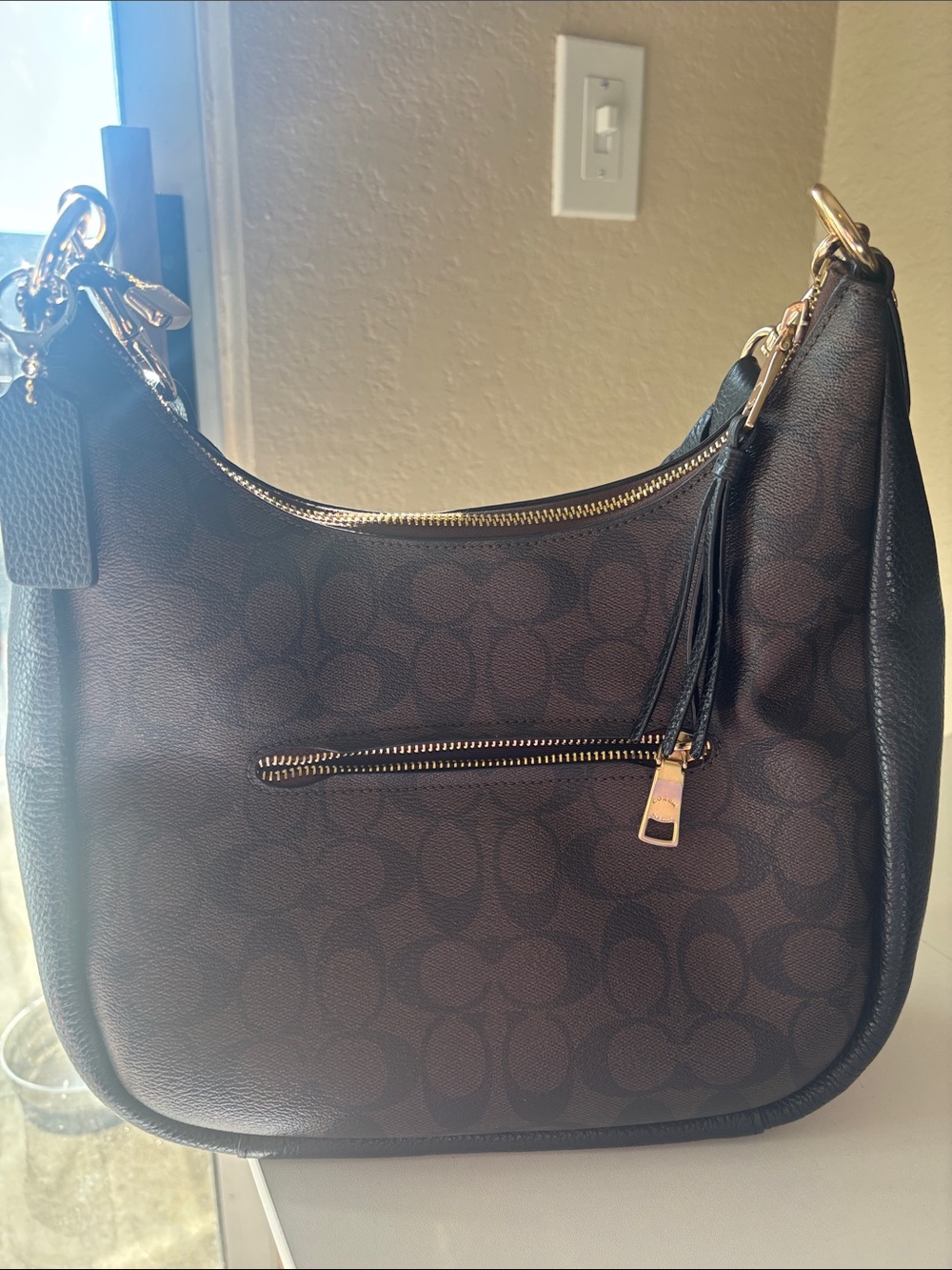 Coach Brown Signature Crescent Hobo with Gold Hardware - Coach - Picture 2 of 4